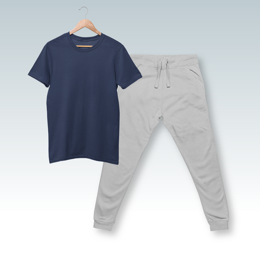 Grey Joggers & Navy Blue T-Shirt Combo